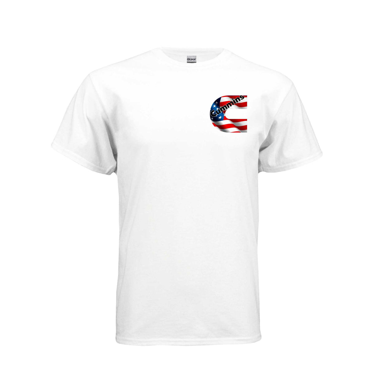 American Cummins flag on Gildan DryBlend tee