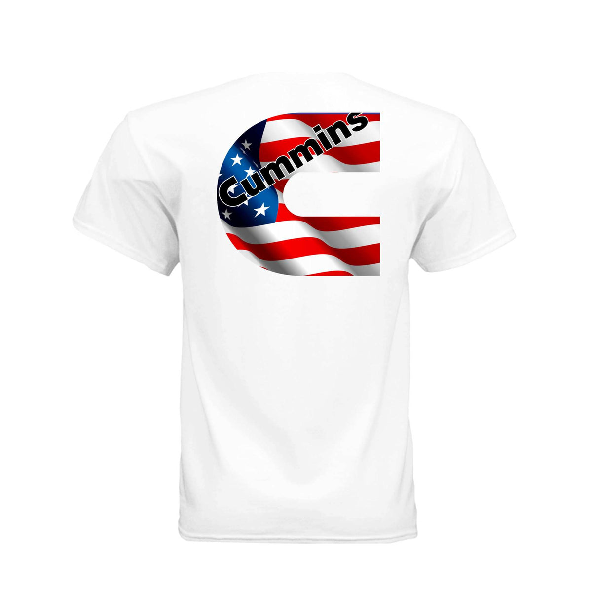 American Cummins flag Gildan DryBlend t-shirt made in USA