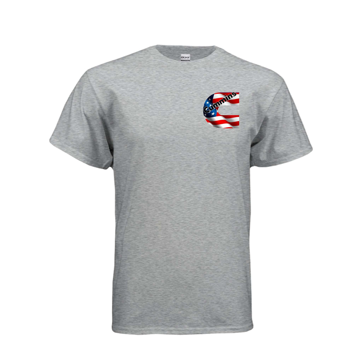 American Cummins flag on Gildan DryBlend tee