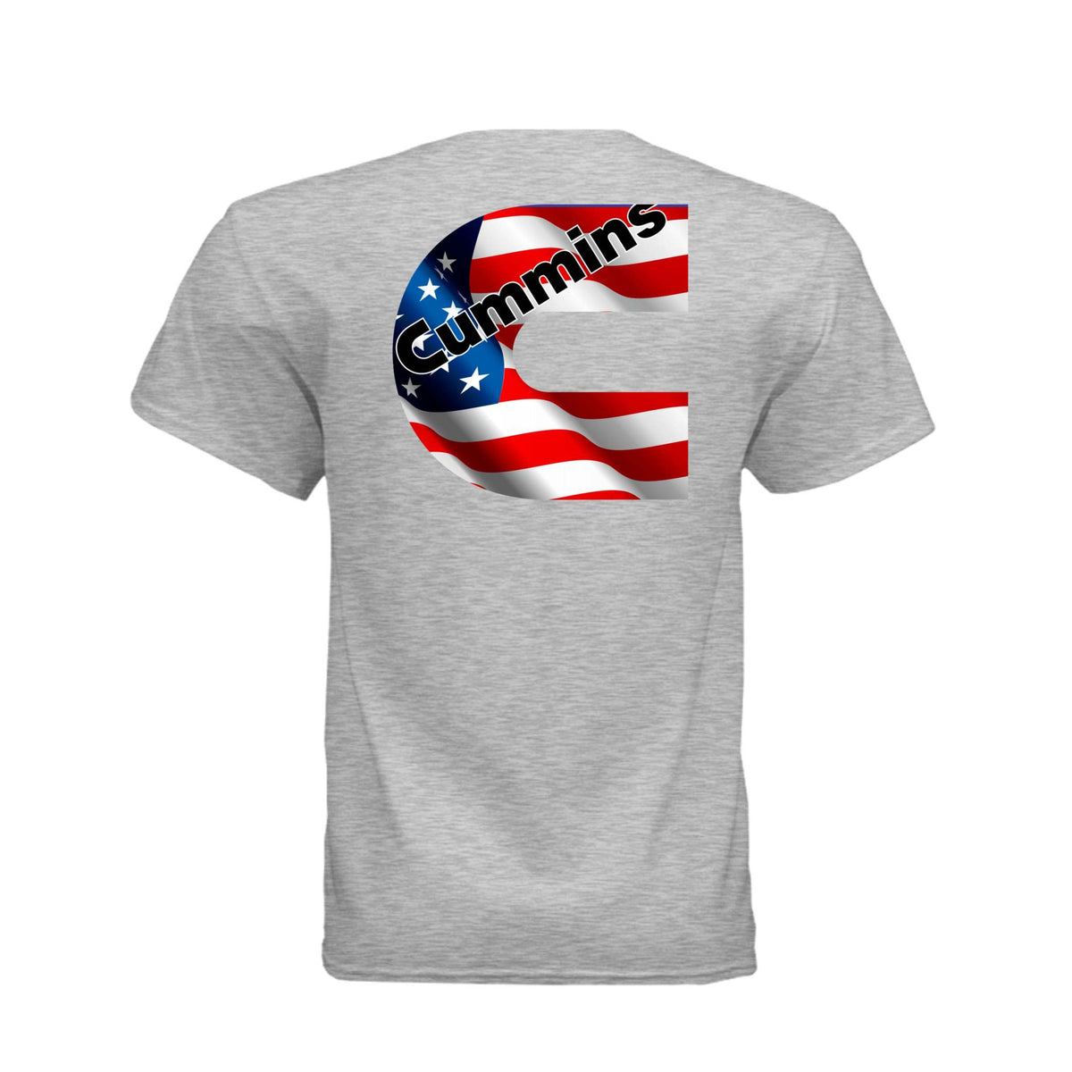 American Cummins flag printed on moisture-wicking Gildan tee