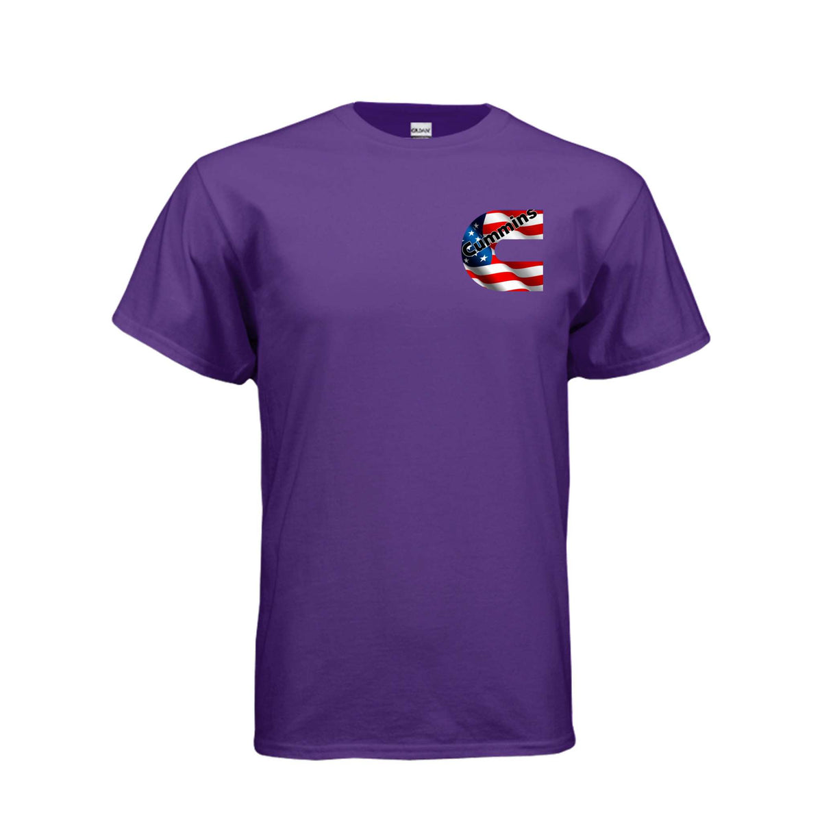 American Cummins flag on sustainable cotton blend DryBlend tee